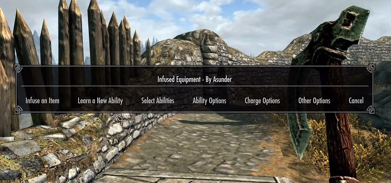 infused equipment main menu